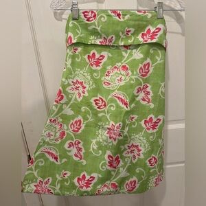 Floral Green and Pink Strapless Mini Dress